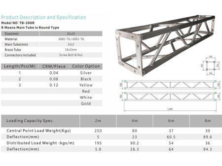 SQUARE DECO TRUSS, 20x20x200cm Spigot Bolt - Image 2