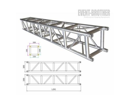 Truss CUADR Tbo Ppal 3mm. 39x39x100cm. Conico. Aluminio