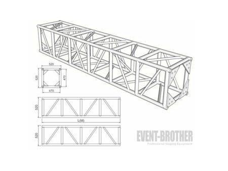 Truss BULON CUADR 52x52x100cm -Brazos 4 lados. Alum