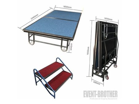 ESCENARIO completo. 2esc. 244x183xH½1cm+Carro