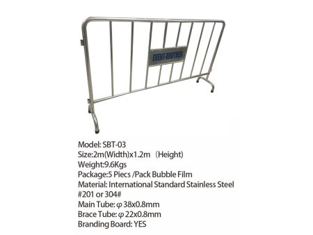 BARRERA Acero Inoxidable #304. 200xH:120cm. 9.6kgs - Image 2