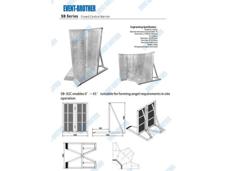 Barrera MULTITUD 125x158xH:120cm. ESQUINA 26kgs ALUMIN - Image 2