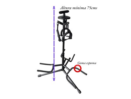Soporte Stand TRIPLE Guitarra Bajo Universal - Image 2