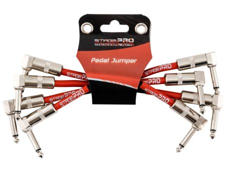 PACK 4 cables 15cm, Plugs ANGULO 1/4, p/pedales, PRO